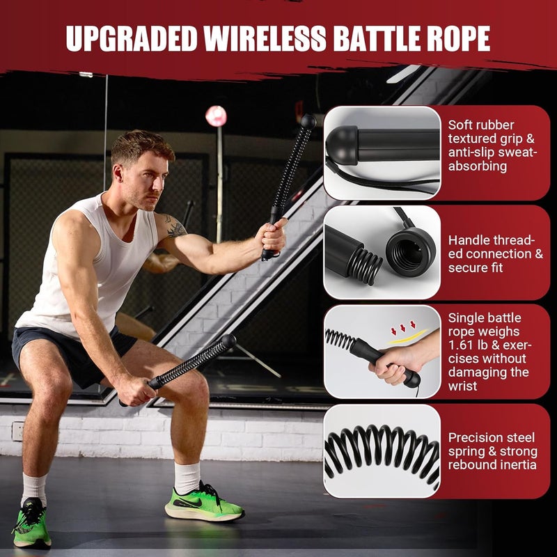 COCTN Weighted Ropeless Battle Ropes, Heavy Duty Portable Cordless Battle Ropes for Home Gym with Poster, Workout Exercise Rope for Strength Building, HIIT and Low-Impact Aerobic Training for Men & Women - Image 2
